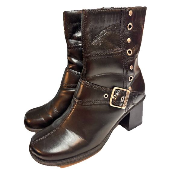 Mudd Shoes - Vtg Y2K Chunky Black Ankle Boots Mudd Platform Bratz Faux Leather 90s Benton 6.5